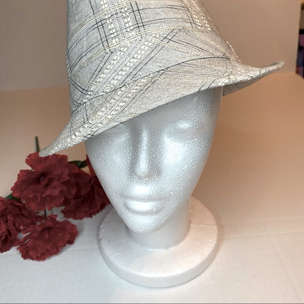 Gray Striped Fedora Hat